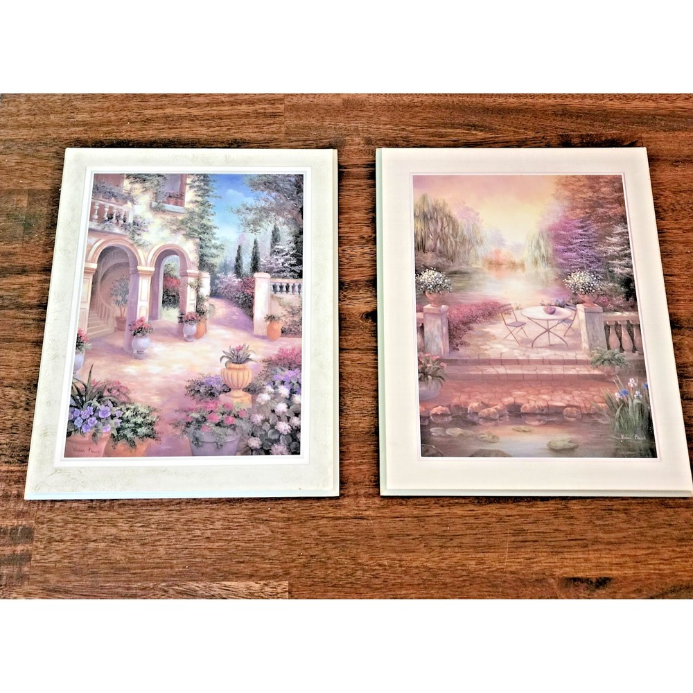 Set Of 2 Lovely Plaque Pictures in Pastel Colors Size 8" x 10"
